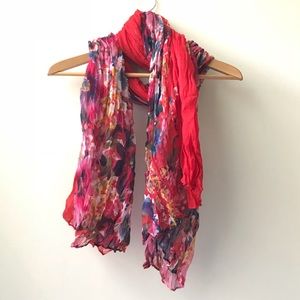 NWOT Paris red floral scarf